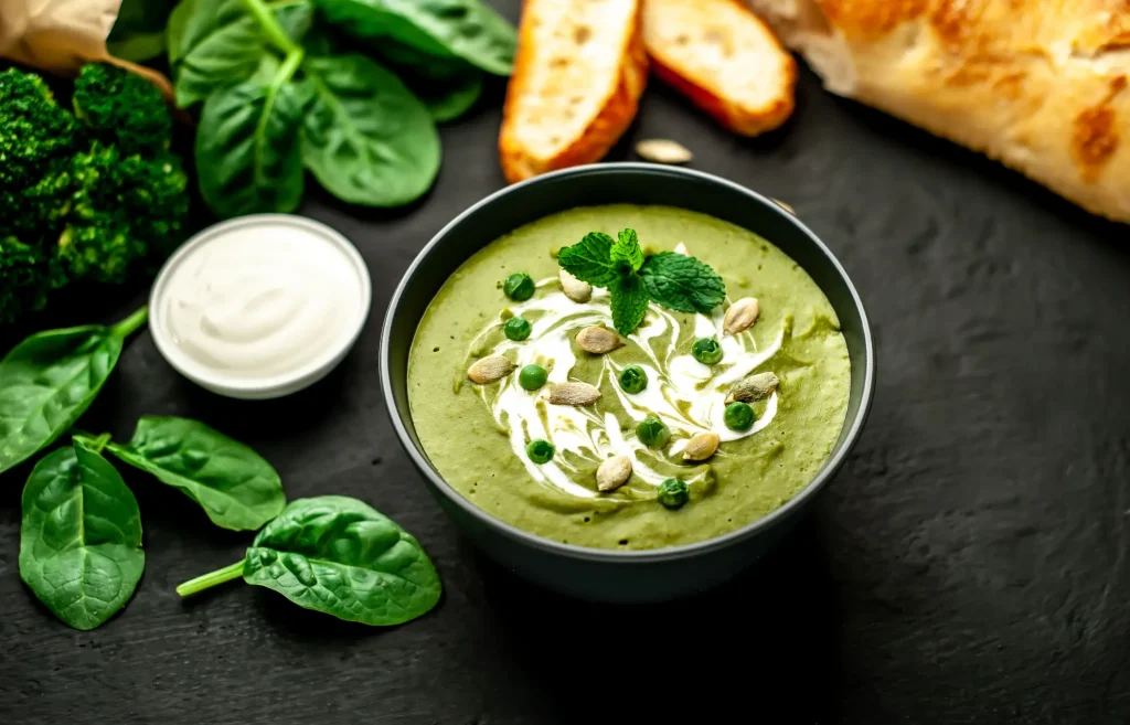Bol de velouté d'épinards